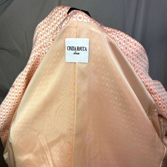 Cinzia Rocca Salmon Pink Luxury Monogram Button Down Trench Coach Jacket Womens - Picture 10 of 11